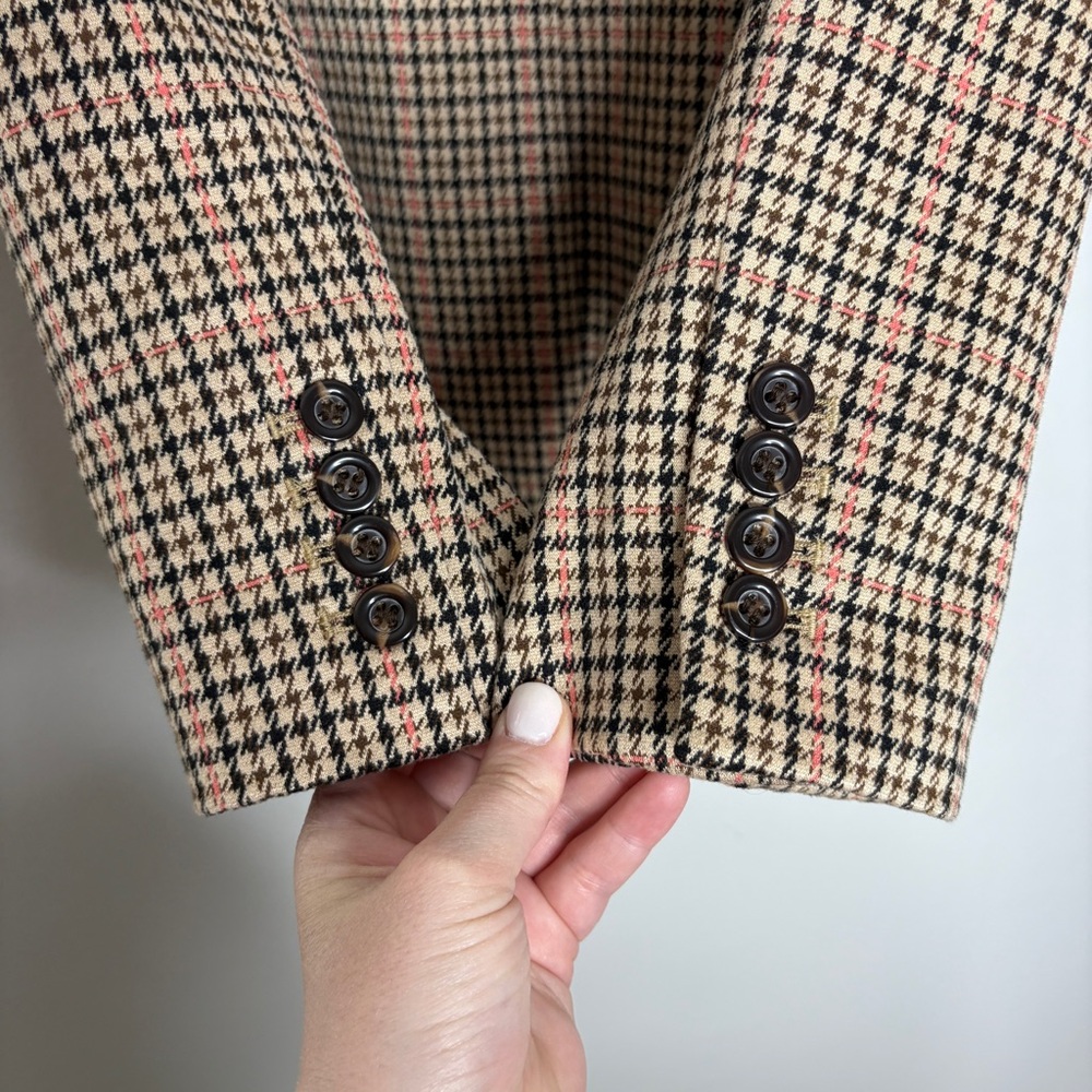 Ann Taylor The Hutton Blazer In Check Houndstooth Modern Neutral Beige Size 10 - Picture 11 of 11